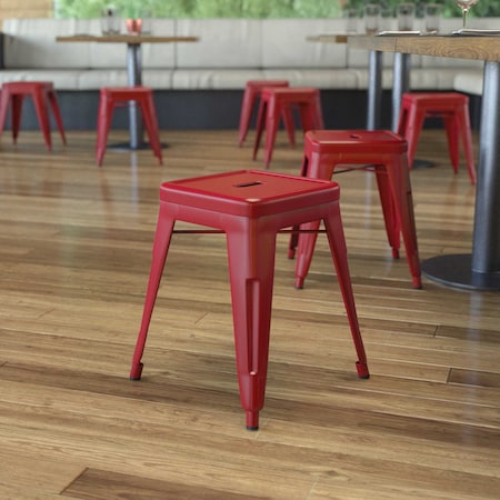 Flash Furniture 4  Inch Red Metal Stool, PK4 ET-BT3503-18-RED-GG